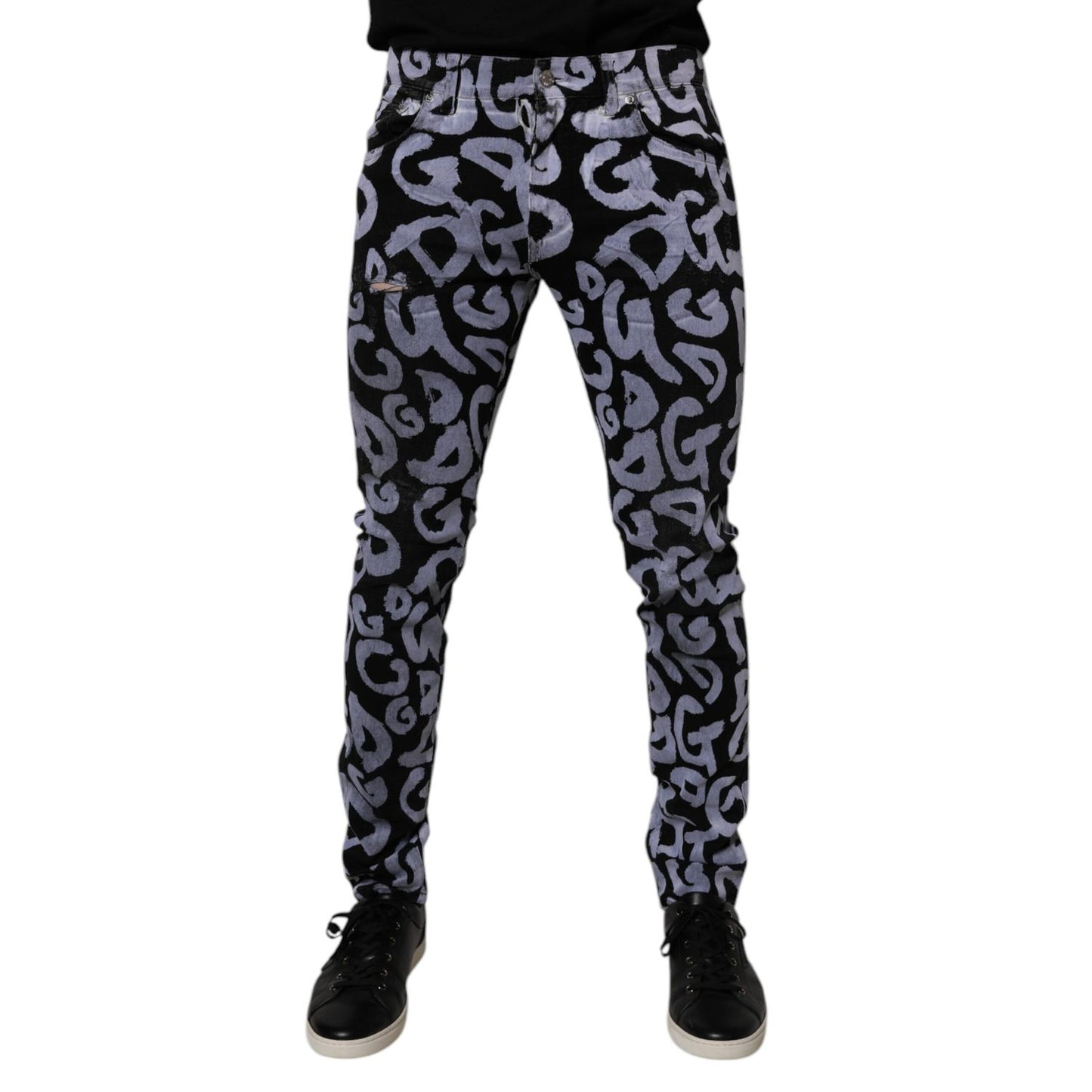 Dolce & Gabbana Black Logo Monogram Cotton Skinny Denim Jeans