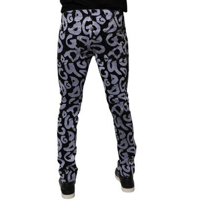 Dolce & Gabbana Black Logo Monogram Cotton Skinny Denim Jeans