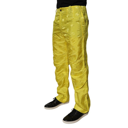 Dolce & Gabbana Yellow DG Monogram Polyester Straight Pants