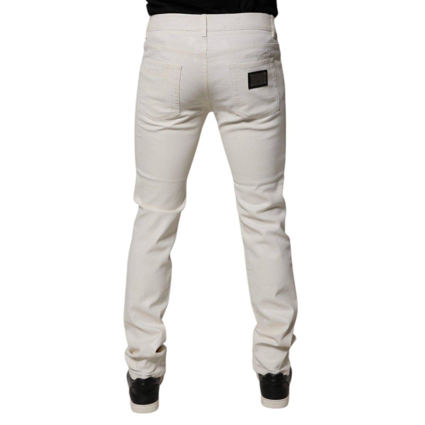 Dolce & Gabbana Off White Cotton Stretch Skinny Denim Jeans