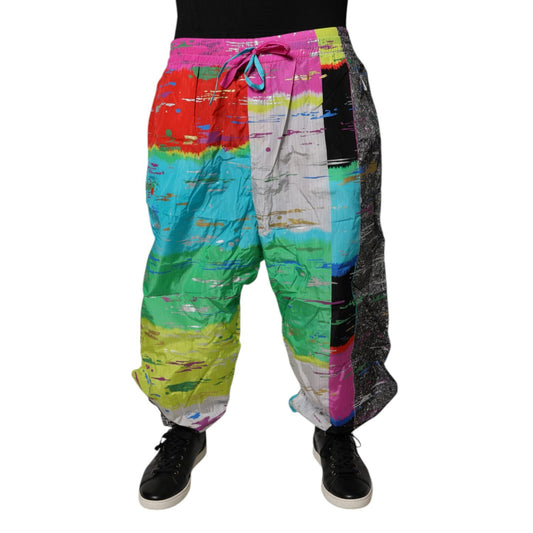 Dolce & Gabbana Multicolor Patchwork Mid Waist Sweatpants Pants