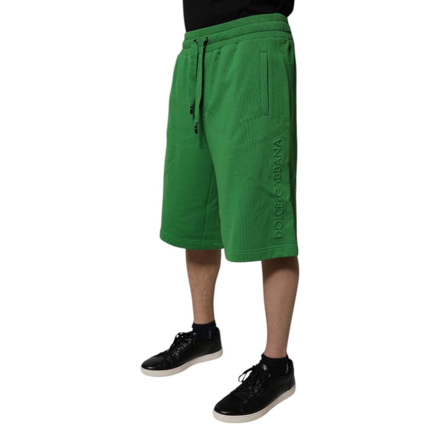 Dolce & Gabbana Green Cotton Men Sweatshorts Bermuda Shorts
