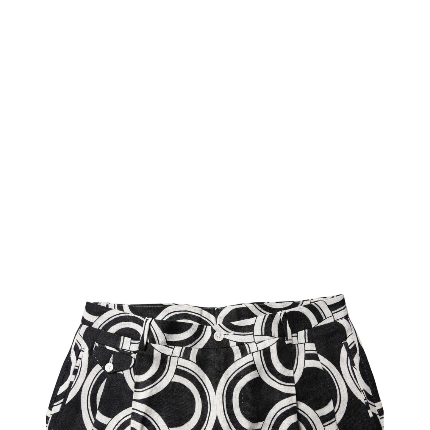 Dolce & Gabbana Black White Linen Bermuda Shorts
