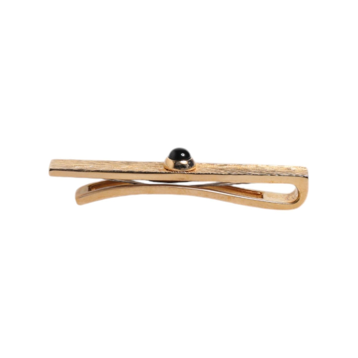 Dolce & Gabbana Black Sapphire Gold Tone Brass Tie Clip Bar