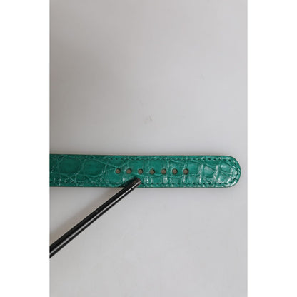 Dolce & Gabbana Green Exotic Leather Gold Tone Metal Buckle Armband