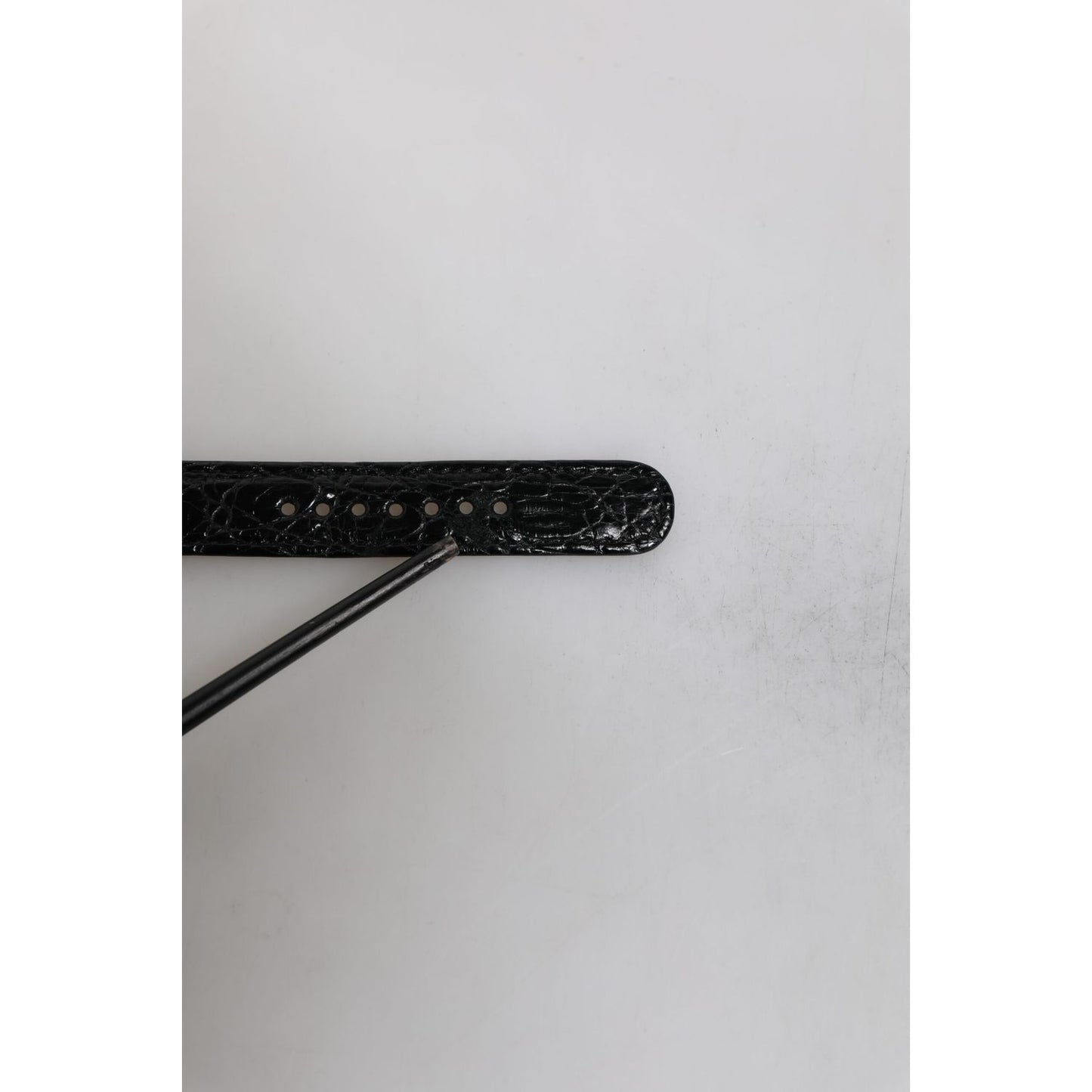 Dolce & Gabbana Black Exotic Leather Gold Tone Metal Buckle Armband