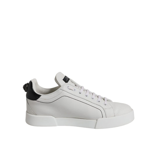 Dolce & Gabbana White Black Leather Low Top Sneakers Shoes LA12527#1-37