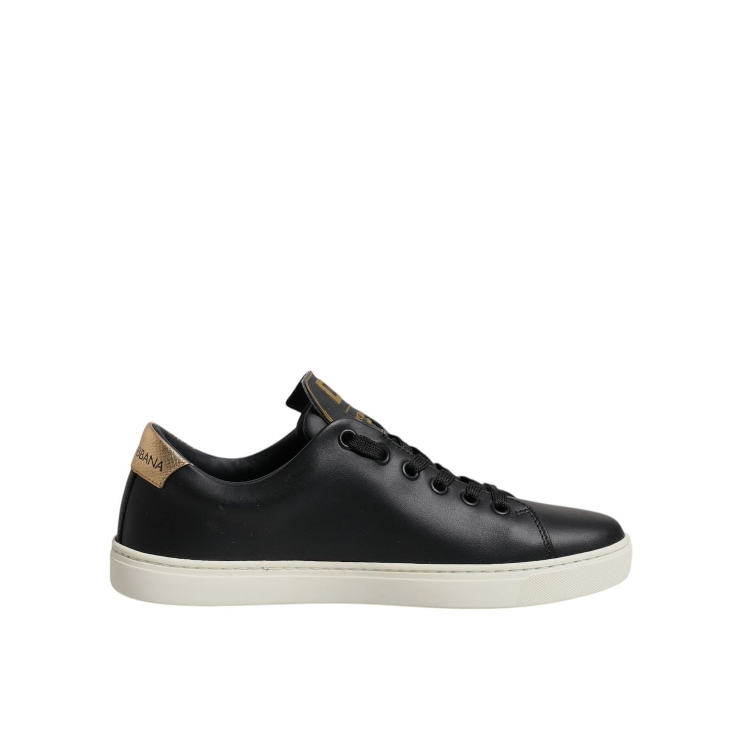 Dolce & Gabbana Black Leather Gold Red Heart Sneakers Shoes