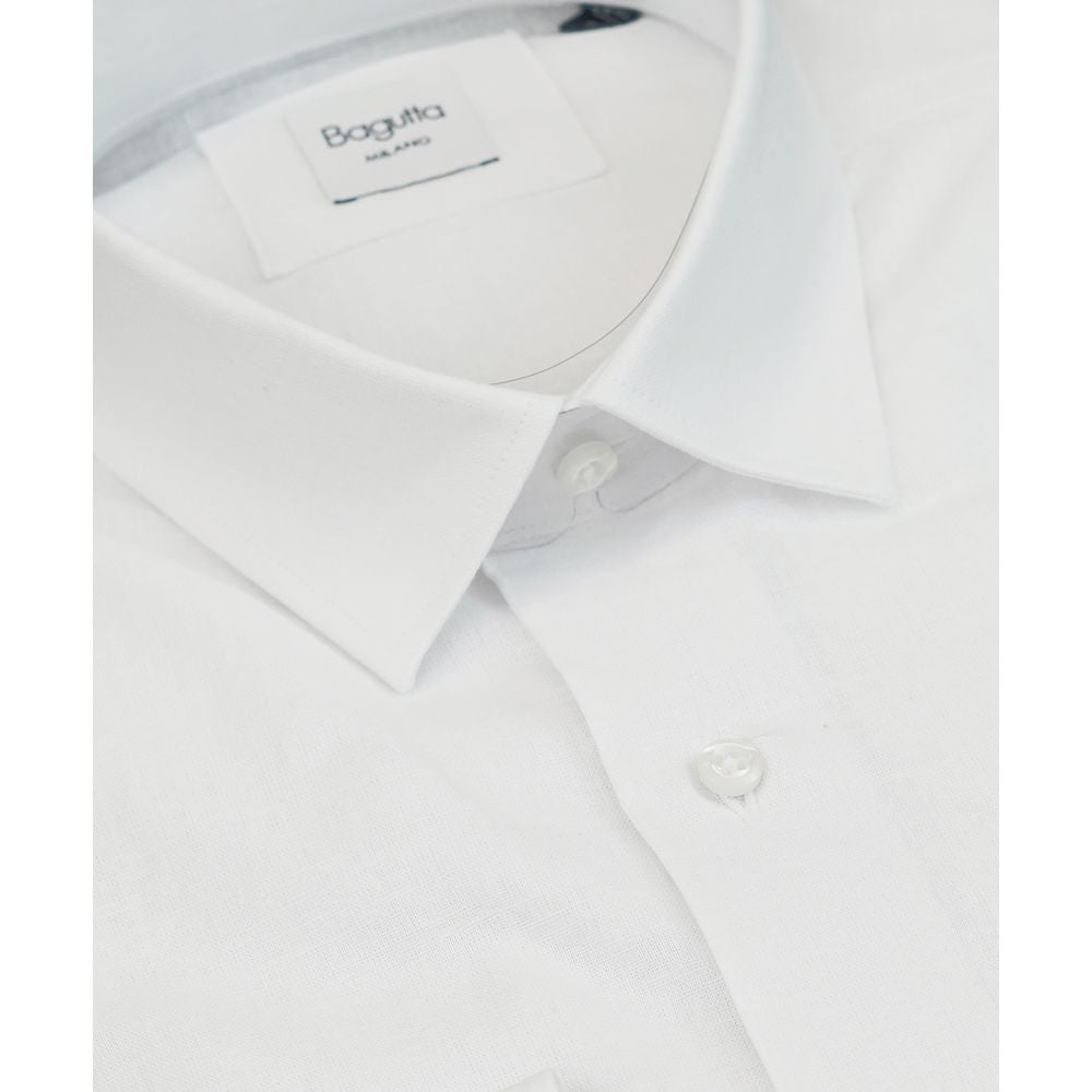 Bagutta White Linen Men Shirt