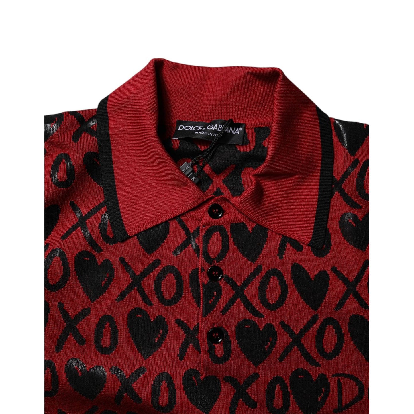 Dolce & Gabbana Red Cotton XOXO Collared Polo T-shirt
