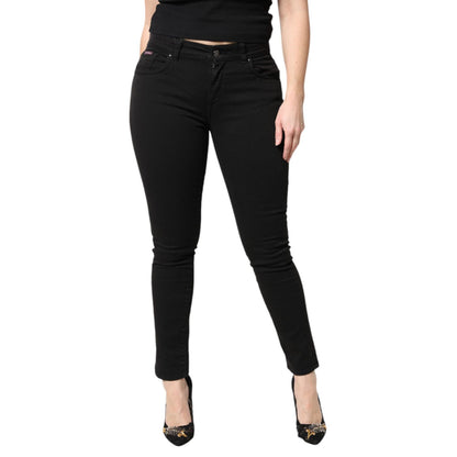 Dolce & Gabbana Black Cotton Mid Waisted Skinny Denim Jeans