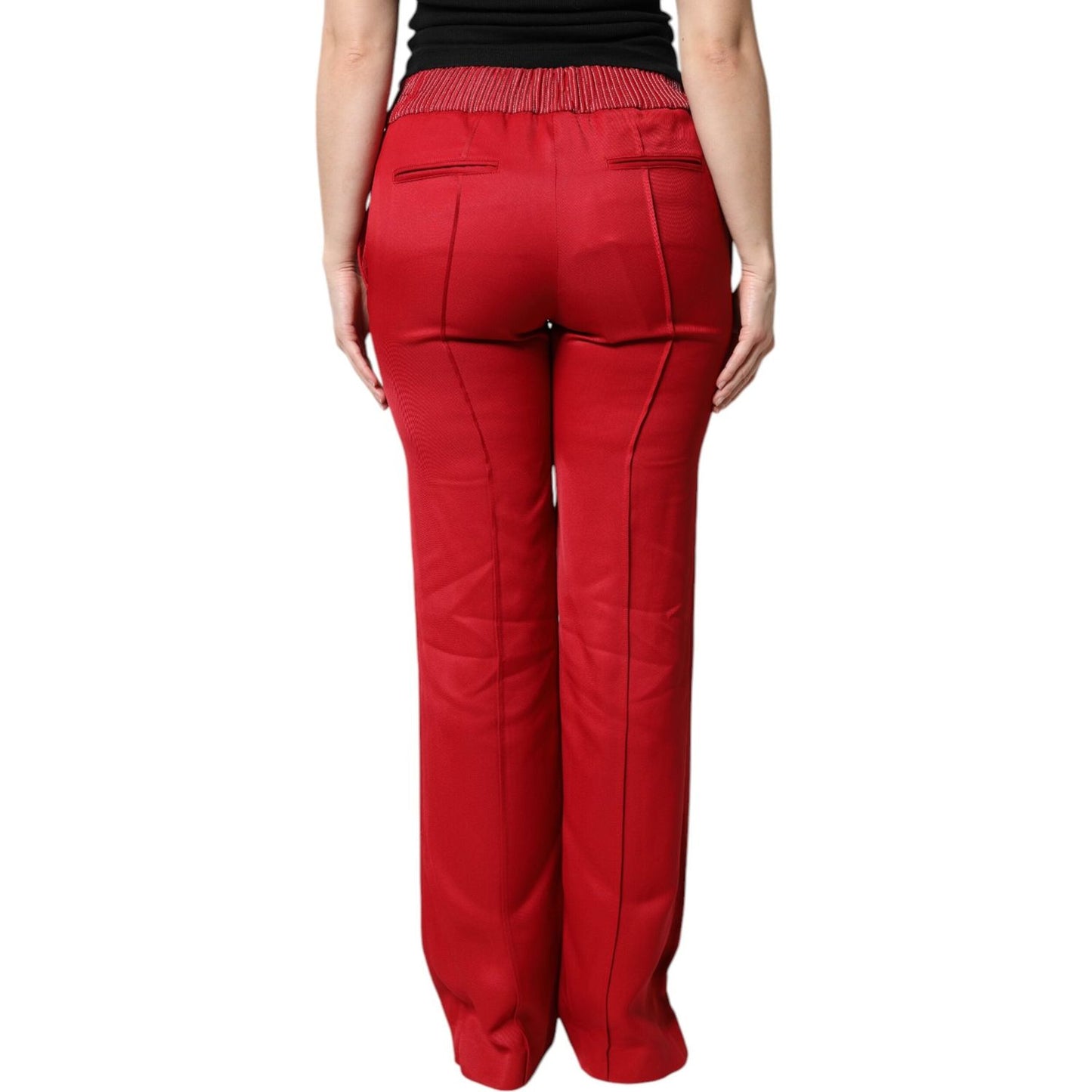 Dolce & Gabbana Red Viscose Straight Fit Pants PAN76259-42