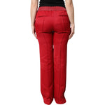 Dolce & Gabbana Red Viscose Straight Fit Pants PAN76259-42