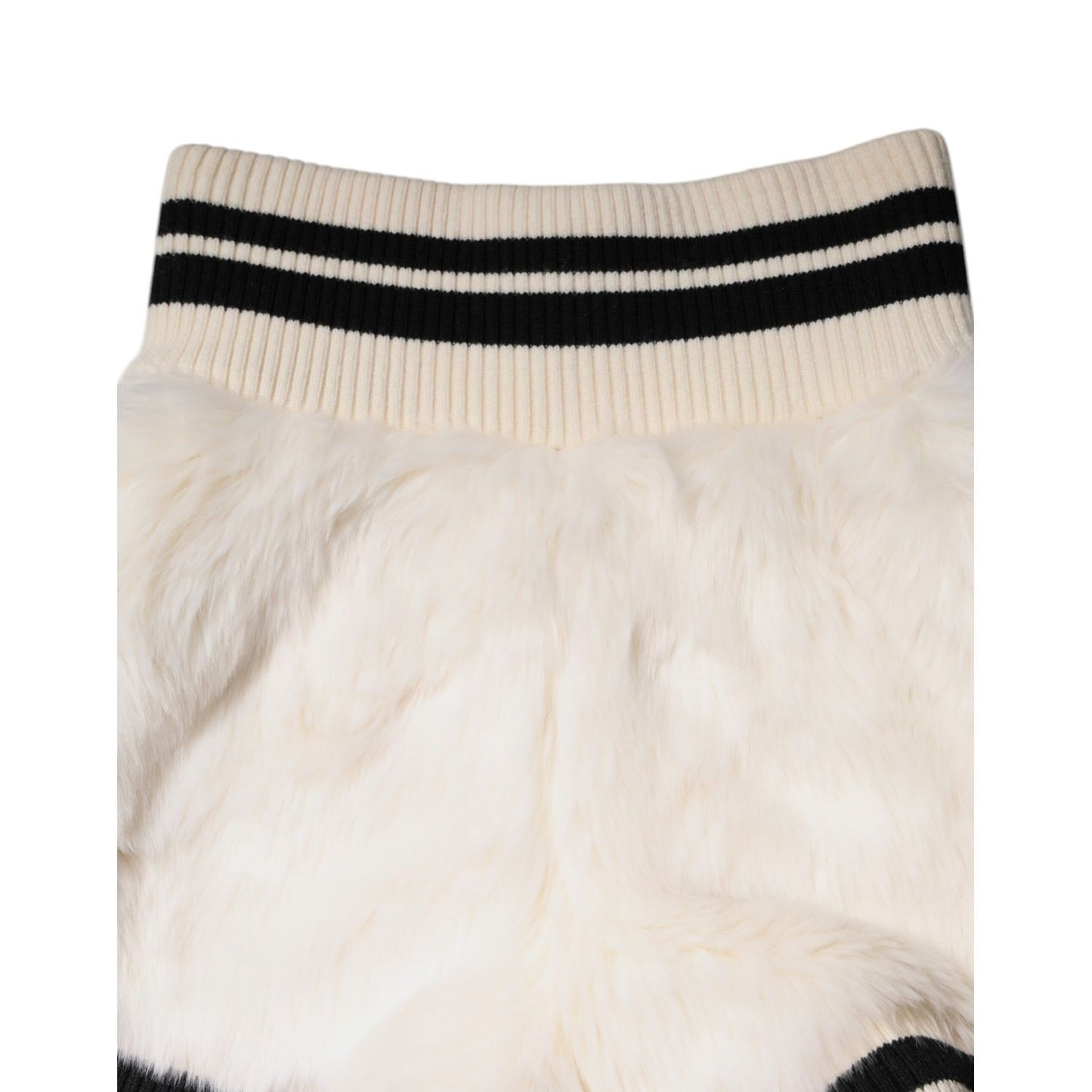 Dolce & Gabbana White Faux Fur High Waisted Hot Pants Short