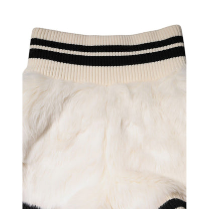 Dolce & Gabbana White Faux Fur High Waisted Hot Pants Short