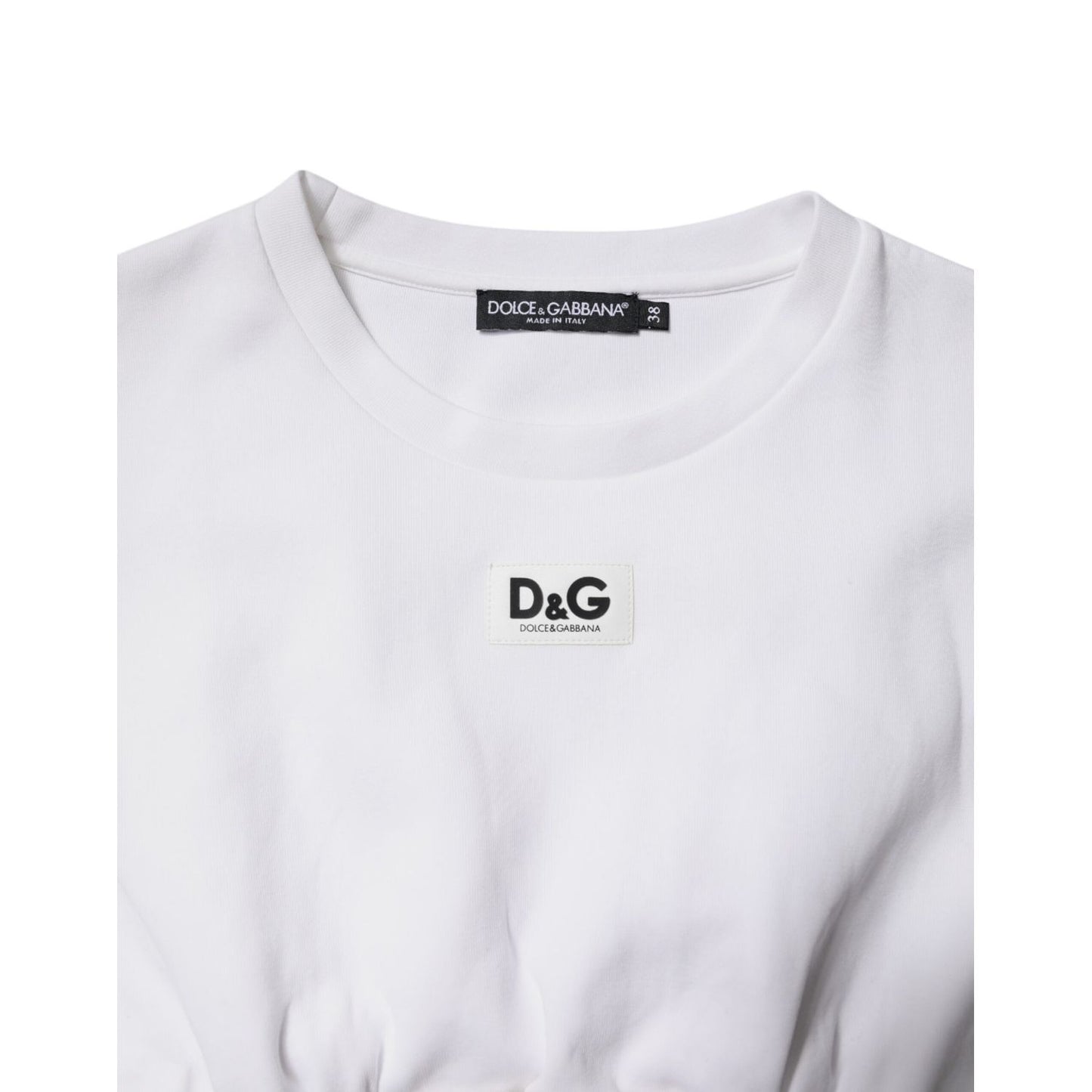 Dolce & Gabbana White Cotton Blend 3/4 Sleeves Blouse Top