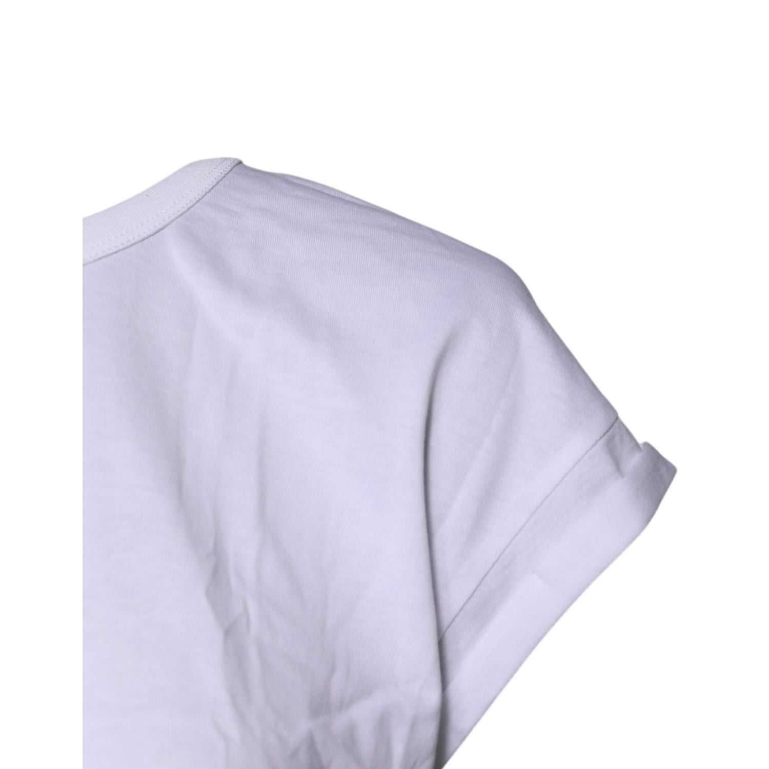 Dolce & Gabbana White Cotton Crew Neck Cropped Top T-shirt