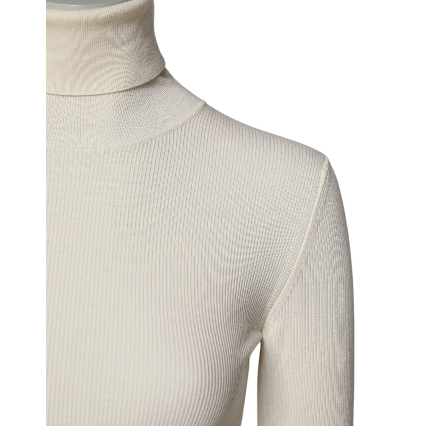 Dolce & Gabbana Cream Long Sleeves Turtleneck Slim Sweater