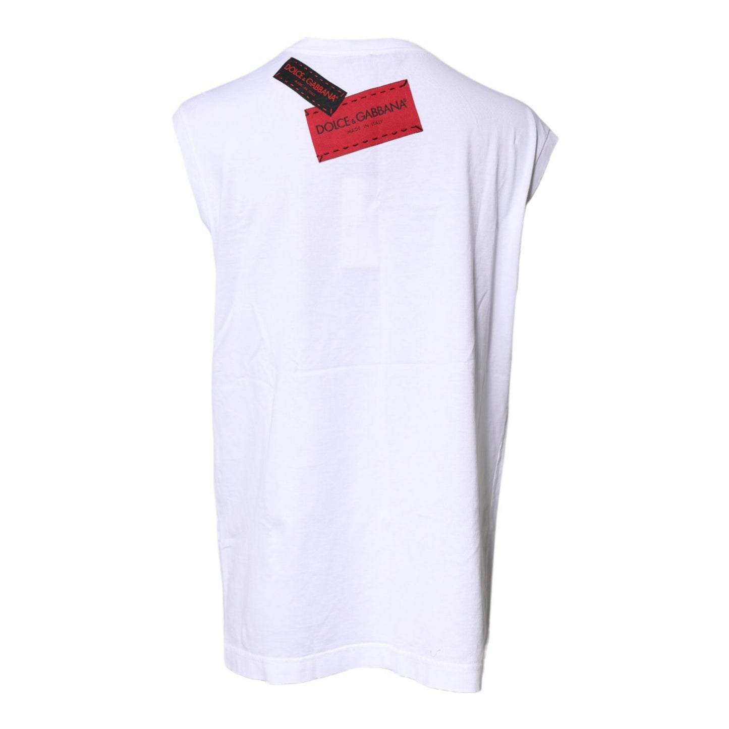 Dolce & Gabbana White Floral Graphic Print Sleeveless Tank Top