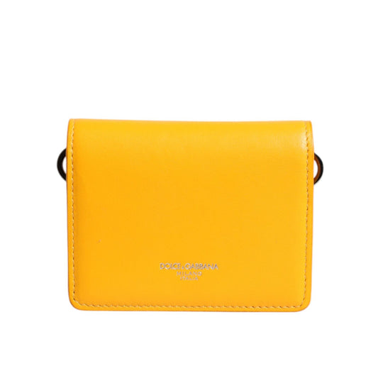 Dolce & Gabbana Yellow Leather Bifold Card Holder Crossbody Bag BAG4557