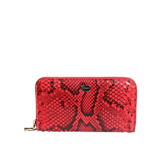 Dolce & Gabbana Red Exotic Leather Zip Around Continental Clutch Wallet BAG4576