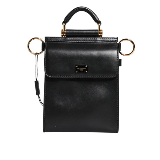 Dolce & Gabbana Black Calfskin Leather Logo Plaque Mini Bag BAG4596