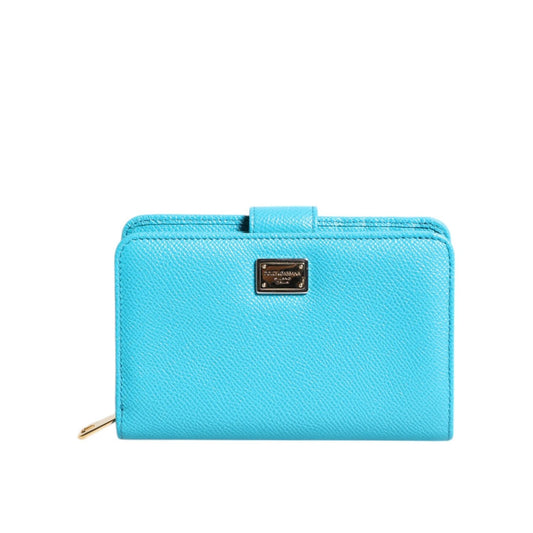Dolce & Gabbana Light Blue Leather Bifold Continental Clutch Wallet BAG4613