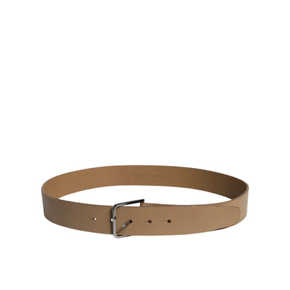 Dolce & Gabbana Brown Leather Classic Metal Logo Buckle Belt
