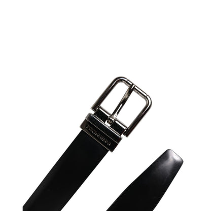 Dolce & Gabbana Black Solid Leather Classic Waist Buckle Belt