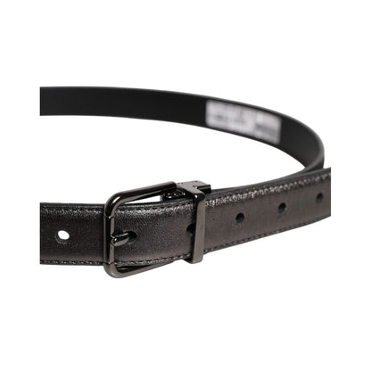 Dolce & Gabbana Black Leather Classic Metal Logo Buckle Belt