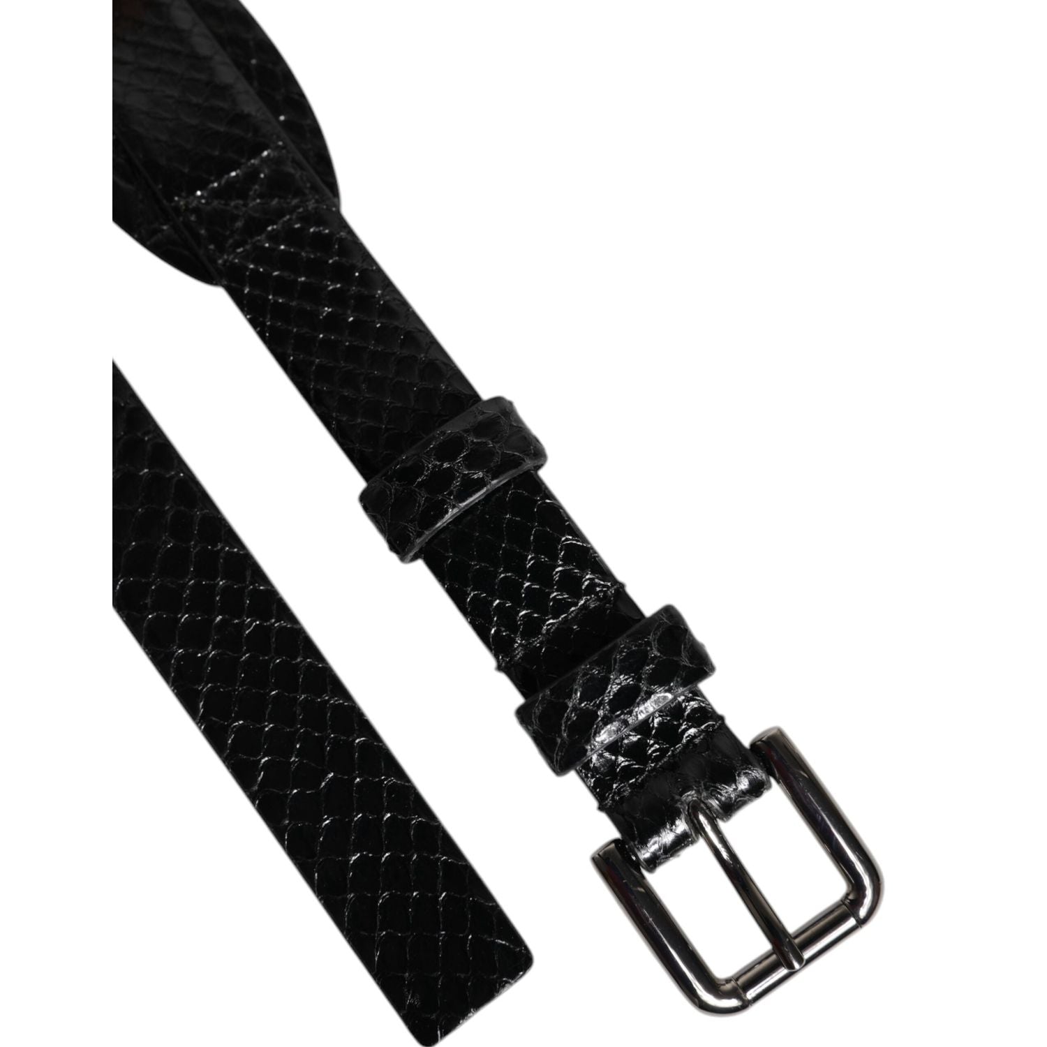 Dolce & Gabbana Black Leather Classic Metal Logo Buckle Belt