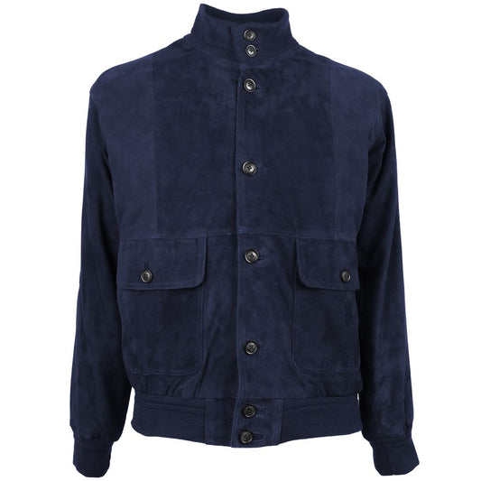 Emilio Romanelli Blue Calfskin Jacket EM-15264-IT54 | XXL