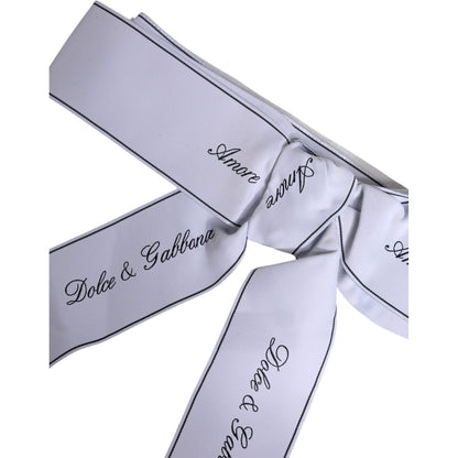 Dolce & Gabbana White Waist Ribbon Wide Bow Logo Belt