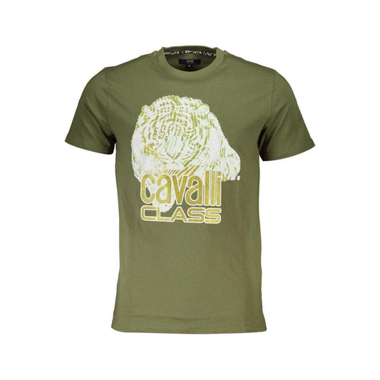 Cavalli Class Green Cotton T-Shirt CA-22286-M