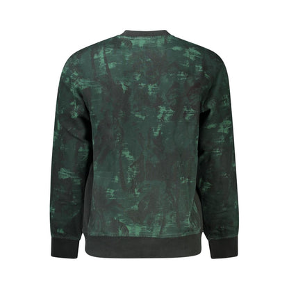 Back view of Hugo Boss Green Cotton Men Sweater showcasing embroidery and premium fabric design.