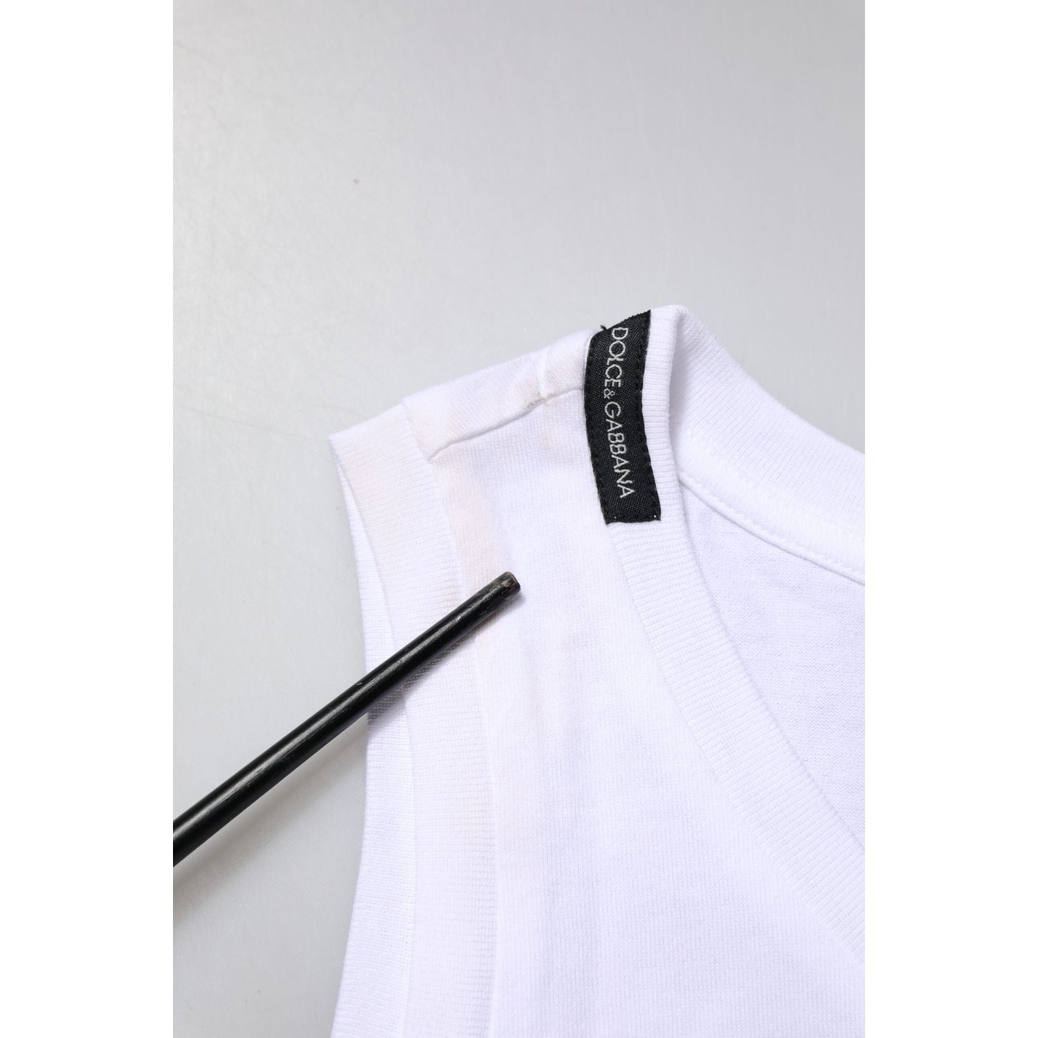 Dolce & Gabbana White Cotton Sleeveless Crew Neck T-shirt