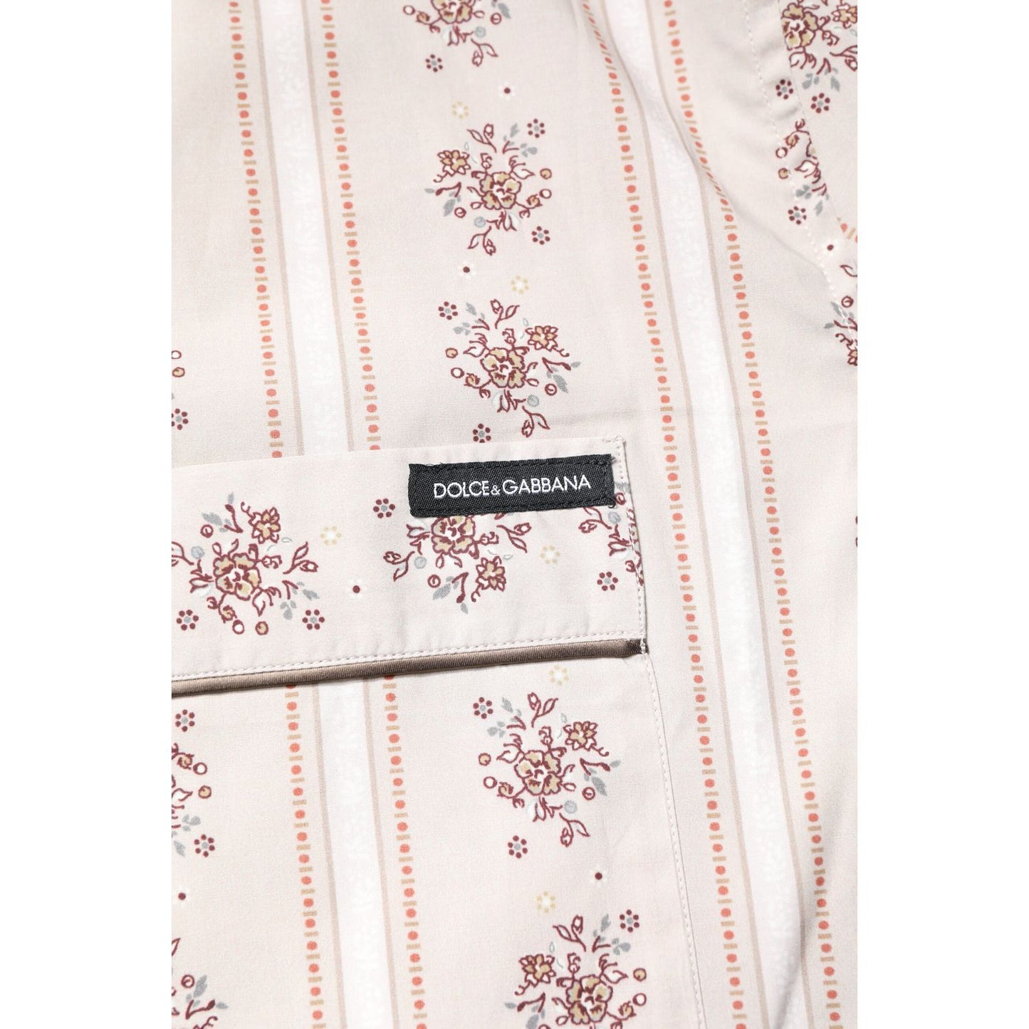 Dolce & Gabbana Beige Floral Print Cotton Men Pajama Set Sleepwear