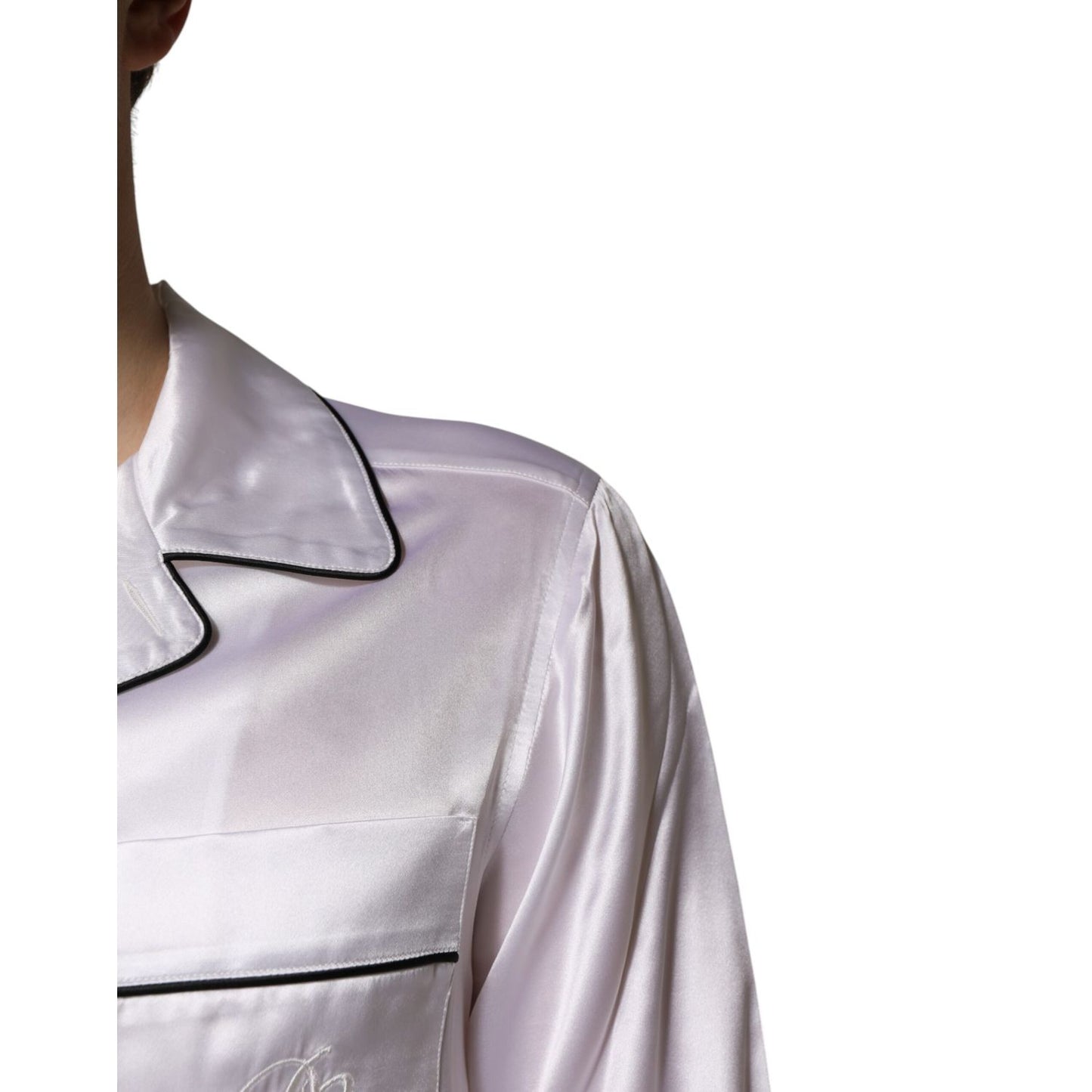 Dolce & Gabbana White Satin Silk Men Pajama Set Sleepwear