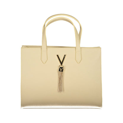 Mario Valentino Beige Polyethylene Handbag with dual handles and removable strap featuring logo and zip closure