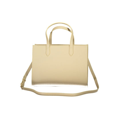 Mario Valentino Beige Polyethylene Handbag with adjustable shoulder strap, contrasting details, and logo.