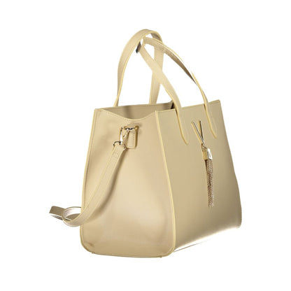 Mario Valentino Beige Polyethylene Handbag with two handles and adjustable strap.