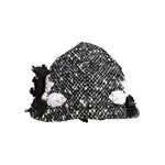 Dolce & Gabbana Black Wool White Floral Embellished Cloche Hat