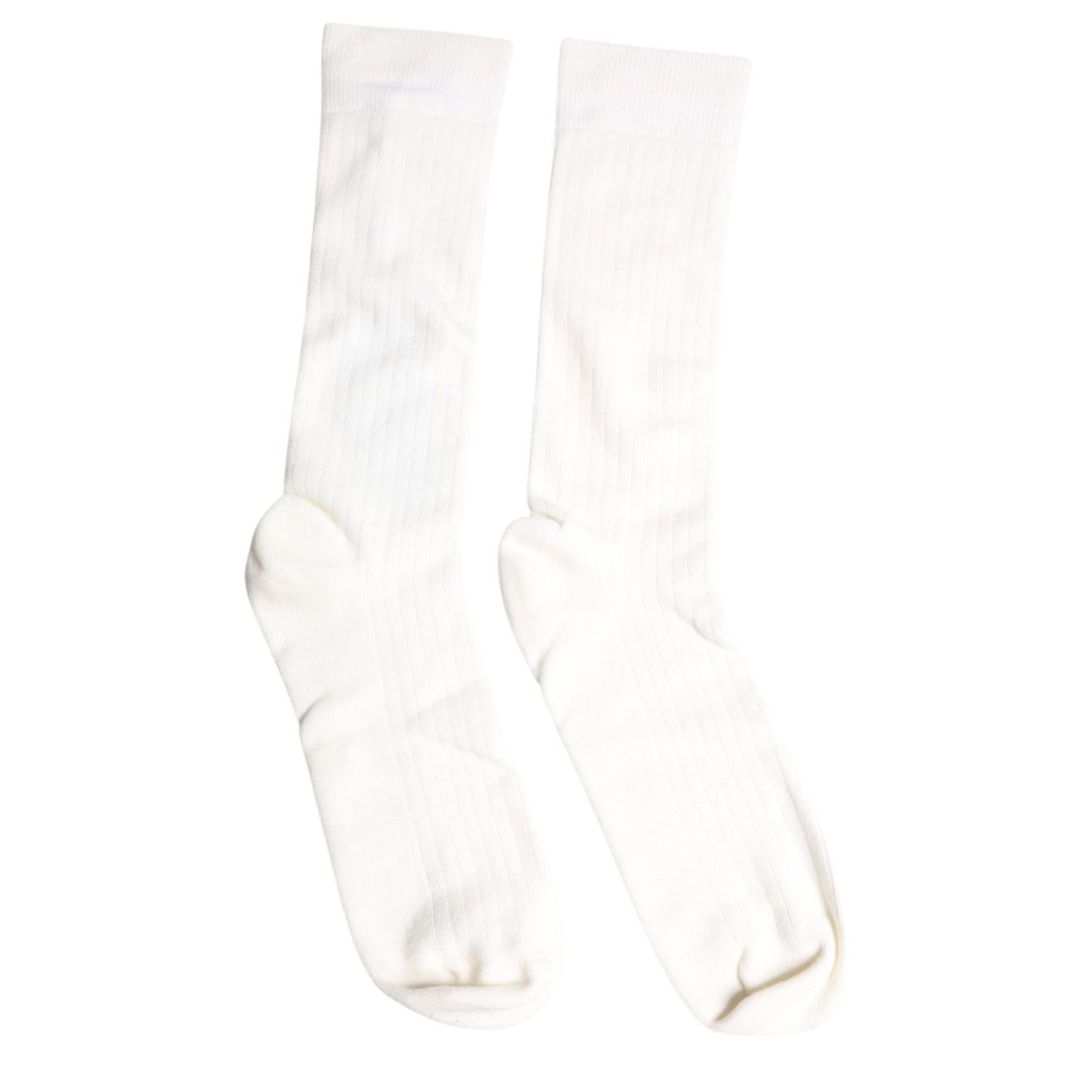 Dolce & Gabbana White Cotton Solid Mid Calf Men Socks