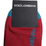 Dolce & Gabbana Red Cotton DG Logo Print Mid Calf Socks SCS2187-M