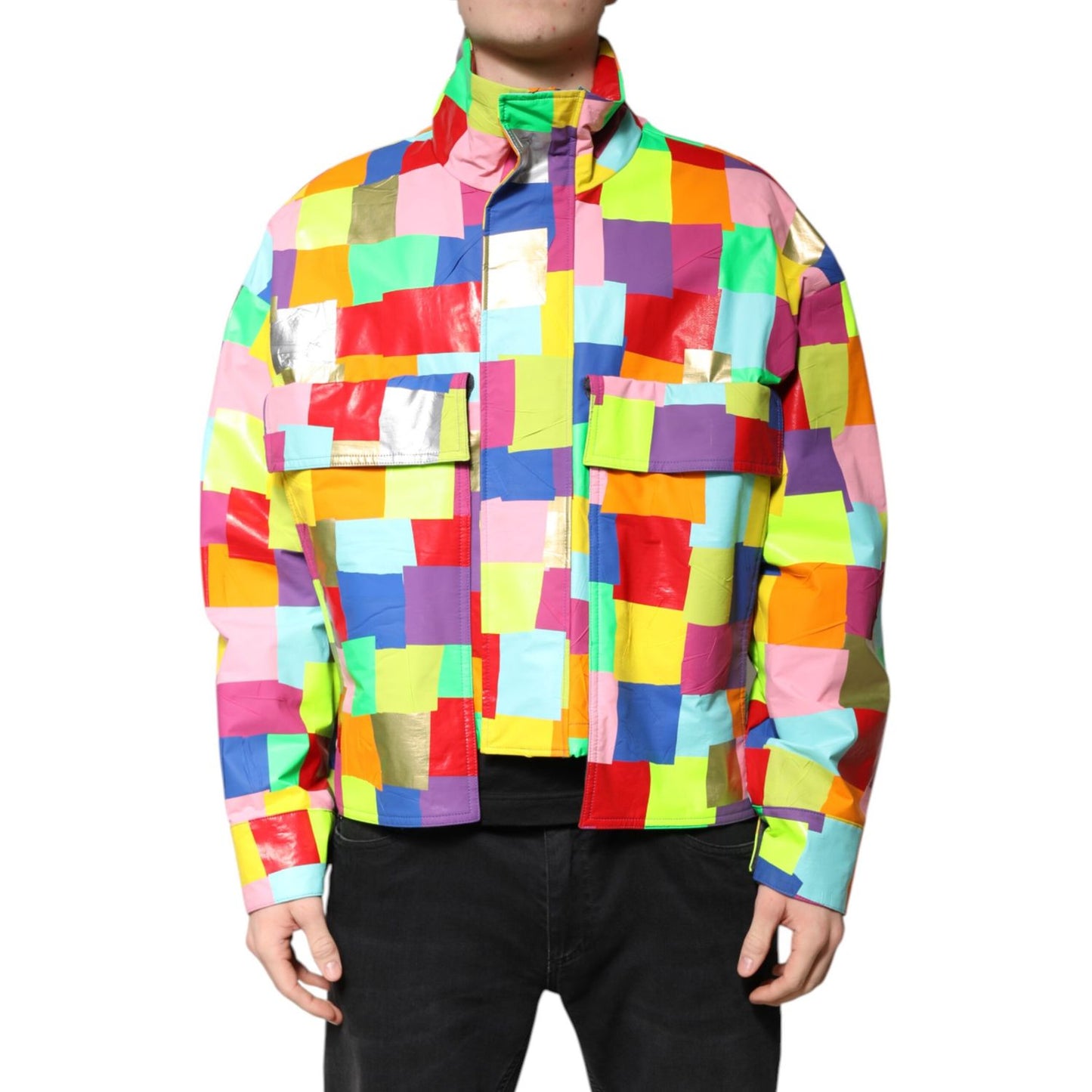 Dolce & Gabbana Multicolor Cotton Full Zip Men Biker Jacket