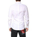 Dolce & Gabbana White Cotton GOLD Dress Formal Collared Shirt