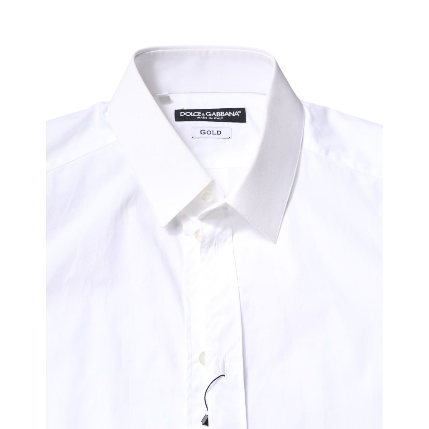 Dolce & Gabbana White Cotton GOLD Dress Formal Collared Shirt