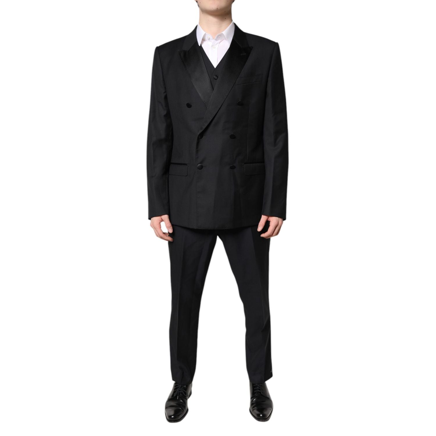 Dolce & Gabbana Black Double Breasted Formal 3 Piece Suit