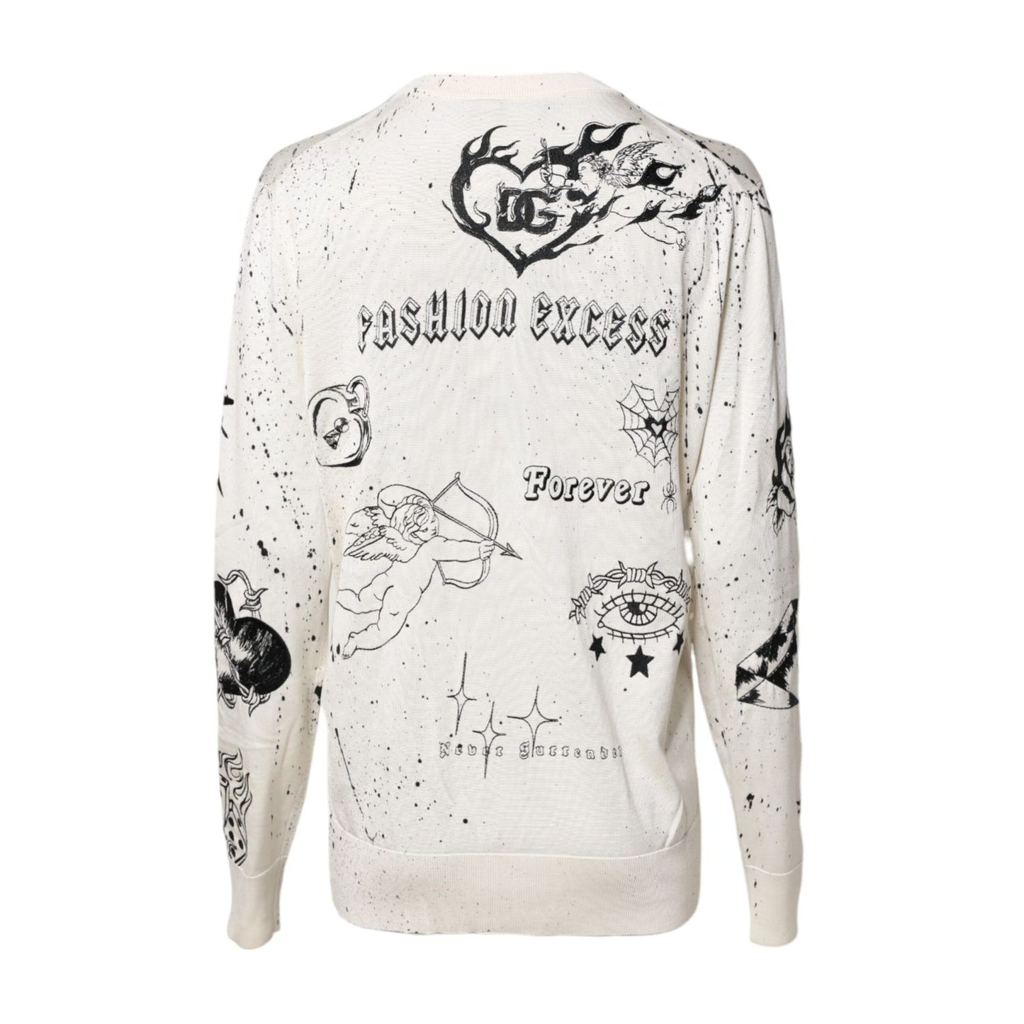 Dolce & Gabbana White Logo Angel Print Women Pullover Sweater