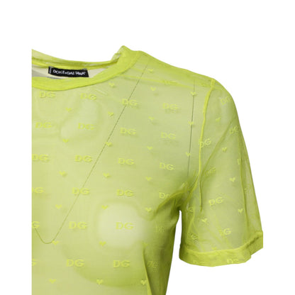 Dolce & Gabbana Green Nylon See Through Women Short Sleeves Top